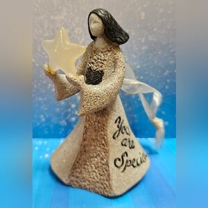 Small Carson Art Stone YOU ARE SPECIAL Woman Holding Star Figurine Tree Ornament